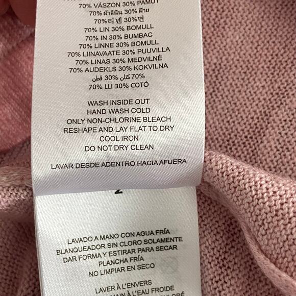 Michael Kors T-Shirt Men's Large Long Sleeve Crew Neck Linen Dusty Rose NEW - Picture 11 of 14
